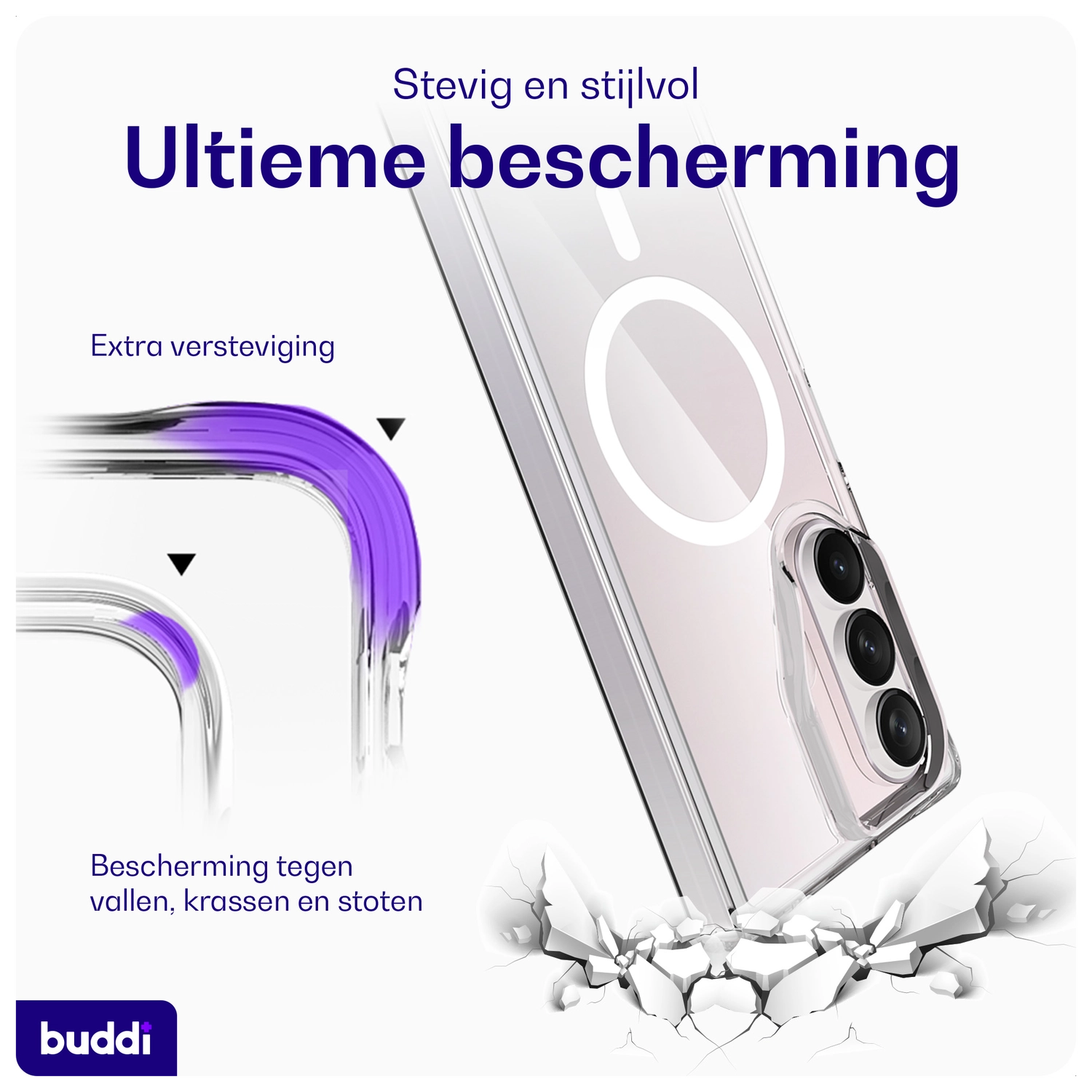 Buddi Core Samsung Galaxy Z Fold 7 Hoesje MagSafe Back Cover Transparant afbeelding 6