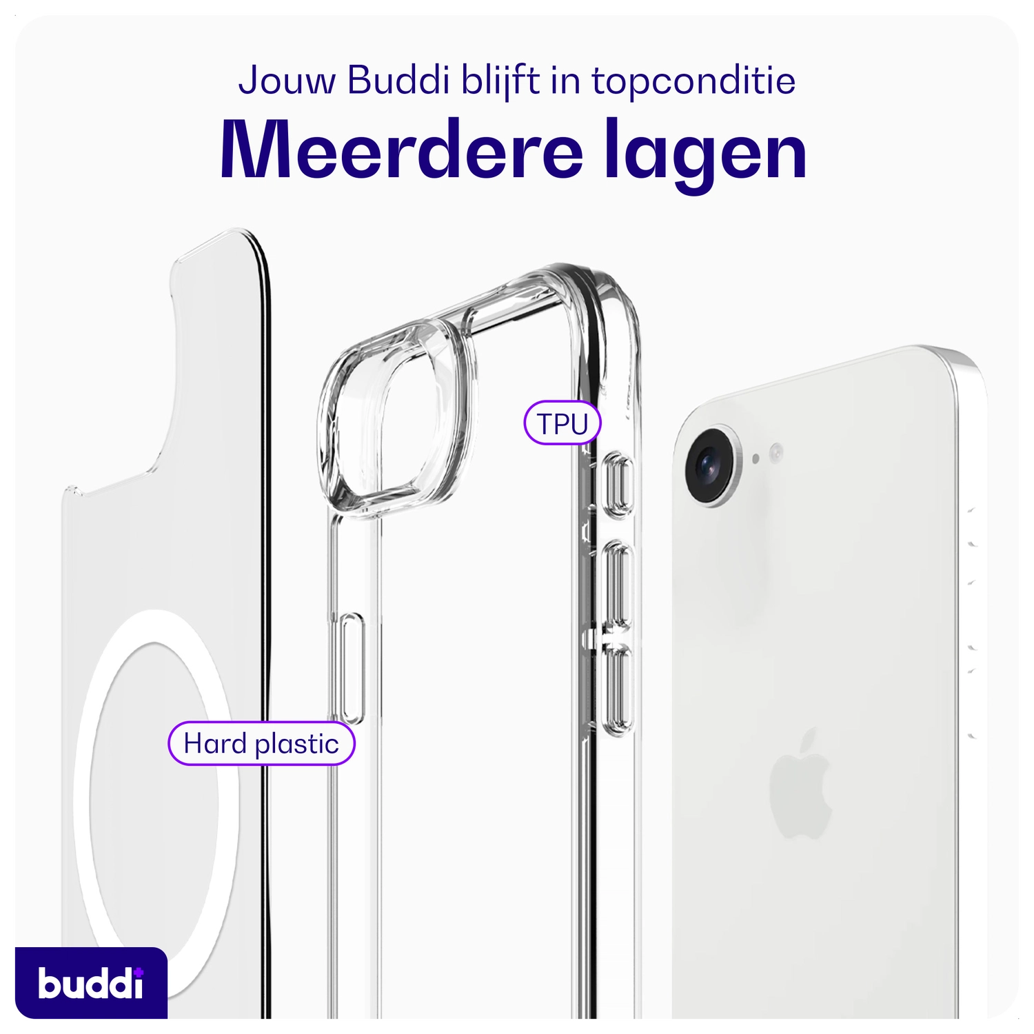 Buddi Core Apple iPhone 16e Hoesje MagSafe Back Cover Transparant afbeelding 6