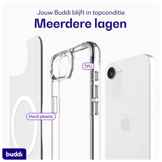 Buddi Core Apple iPhone 16e Hoesje MagSafe Back Cover Transparant afbeelding 6
