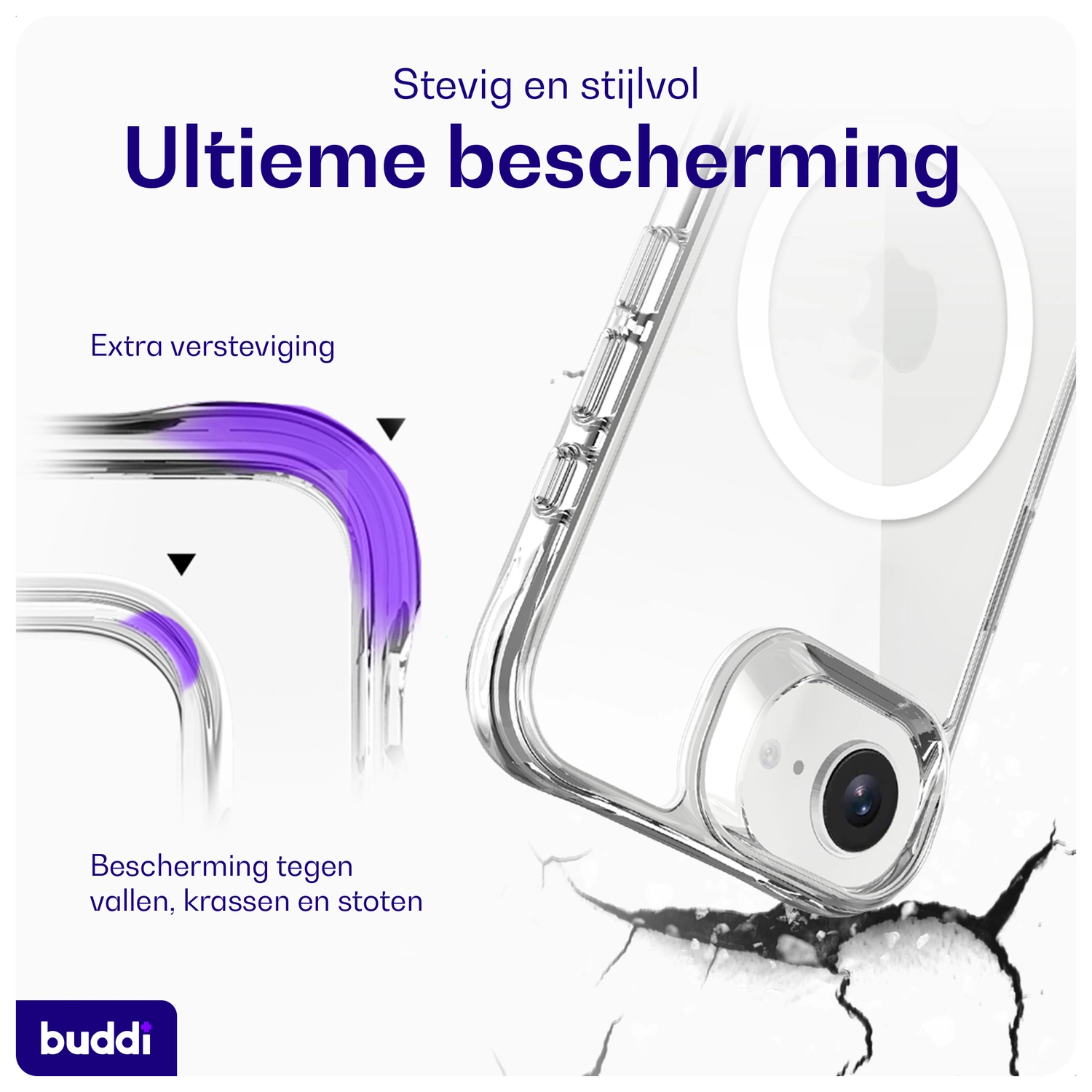 Buddi Core Apple iPhone 16e Hoesje MagSafe Back Cover Transparant afbeelding 7