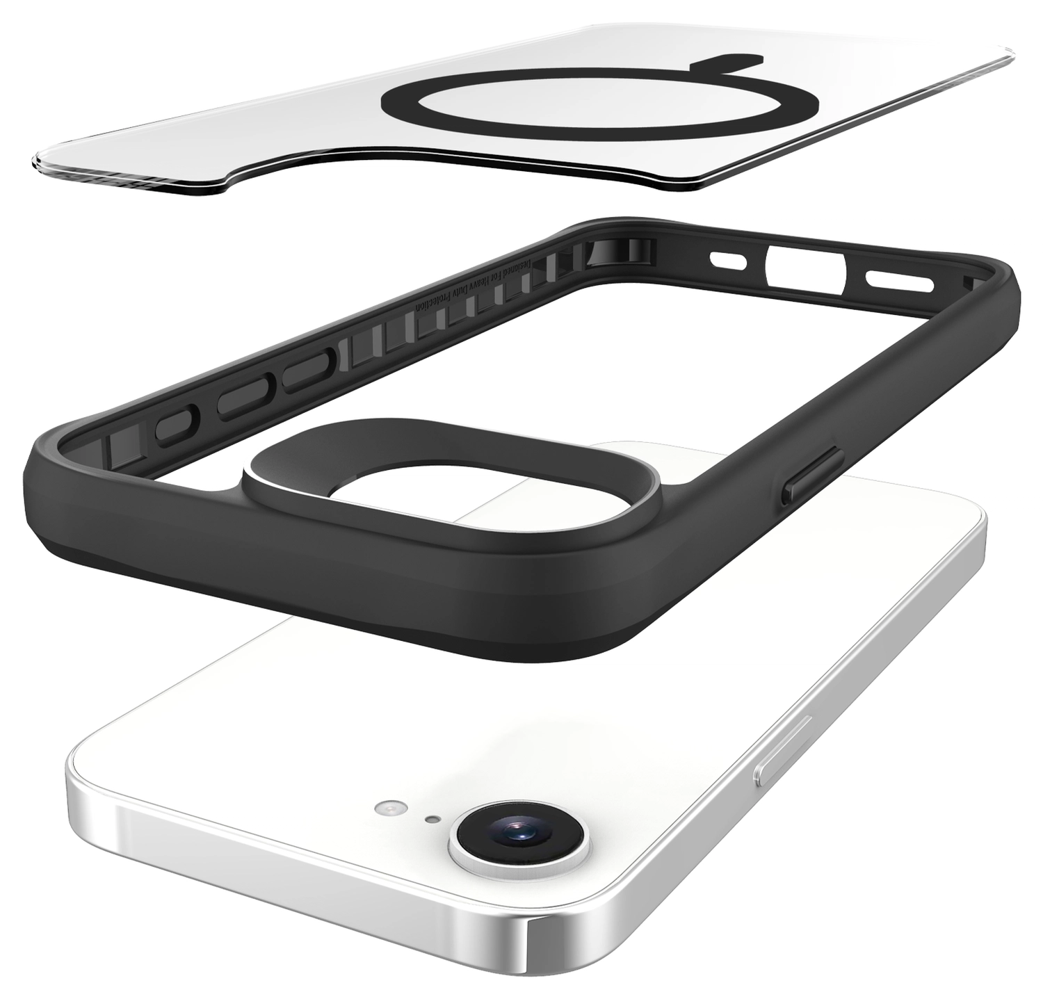 Buddi Hybrid Apple iPhone 17e / 16e Hoesje MagSafe Back Cover Transparant Zwart afbeelding 11