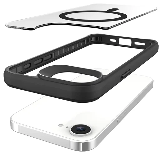Buddi Hybrid Apple iPhone 17e / 16e Hoesje MagSafe Back Cover Transparant Zwart afbeelding 11