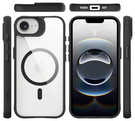 Buddi Hybrid Apple iPhone 17e / 16e Hoesje MagSafe Back Cover Transparant Zwart afbeelding 10
