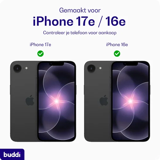 Buddi Hybrid Apple iPhone 17e / 16e Hoesje MagSafe Back Cover Transparant Zwart afbeelding 2