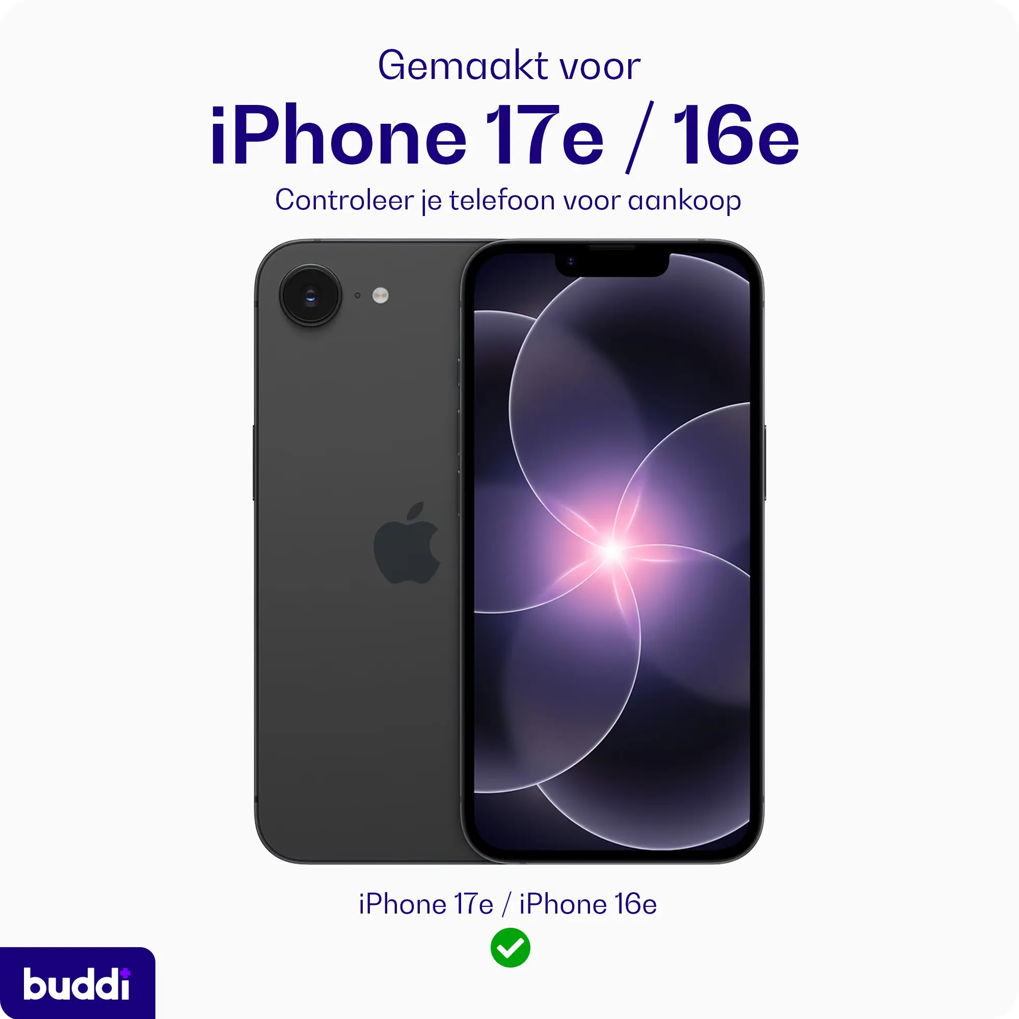 Buddi Hybrid Apple iPhone 17e / 16e Hoesje MagSafe Back Cover Transparant Blauw afbeelding 2