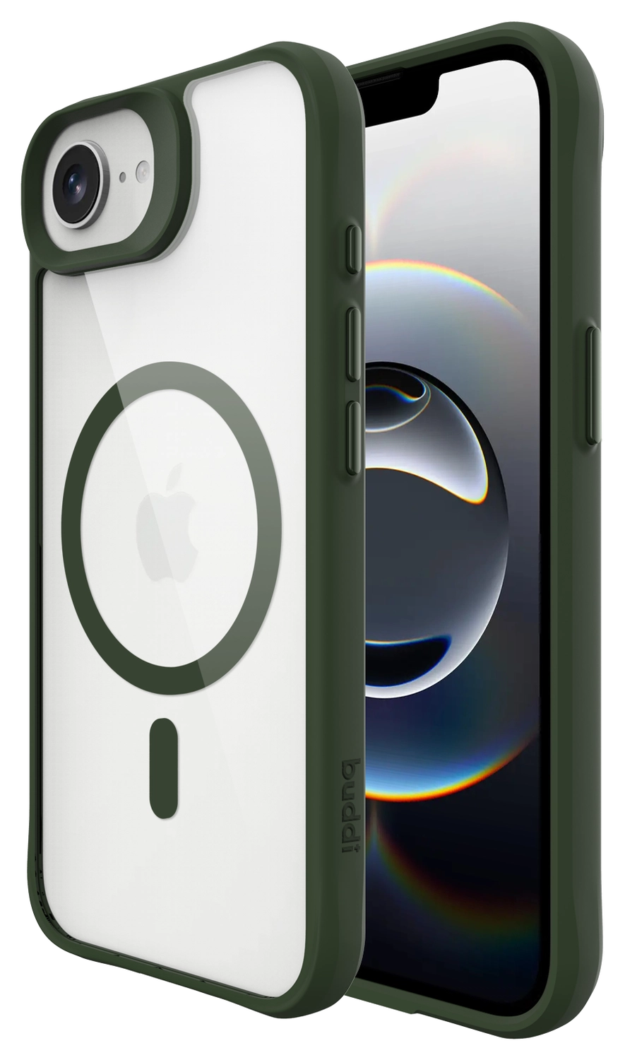 Buddi Hybrid Apple iPhone 17e / 16e Hoesje MagSafe Back Cover Transparant Groen afbeelding 1