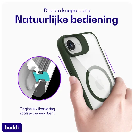 Buddi Hybrid Apple iPhone 17e / 16e Hoesje MagSafe Back Cover Transparant Groen afbeelding 5