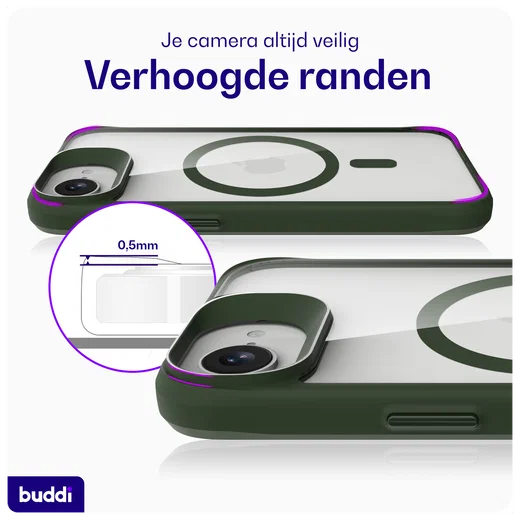 Buddi Hybrid Apple iPhone 17e / 16e Hoesje MagSafe Back Cover Transparant Groen afbeelding 8