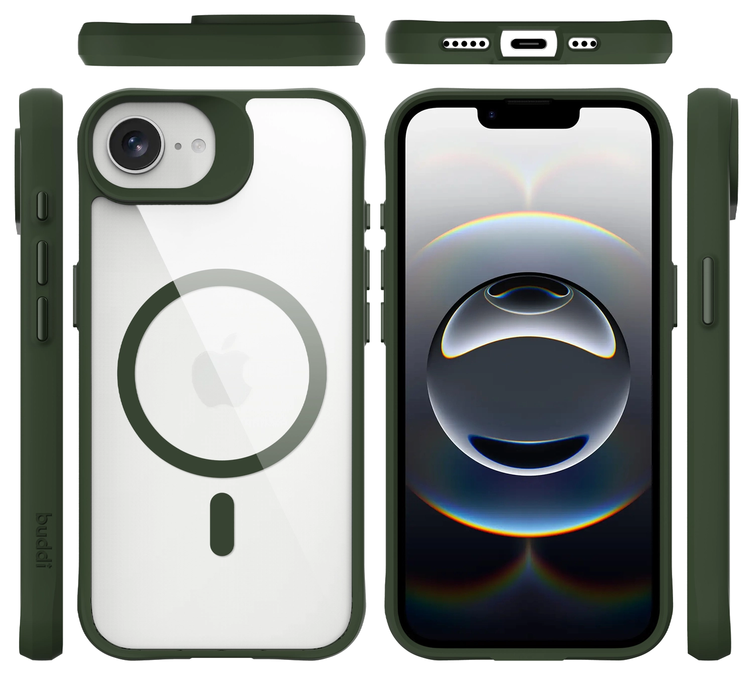 Buddi Hybrid Apple iPhone 17e / 16e Hoesje MagSafe Back Cover Transparant Groen afbeelding 10