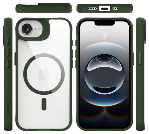 Buddi Hybrid Apple iPhone 17e / 16e Hoesje MagSafe Back Cover Transparant Groen afbeelding 10