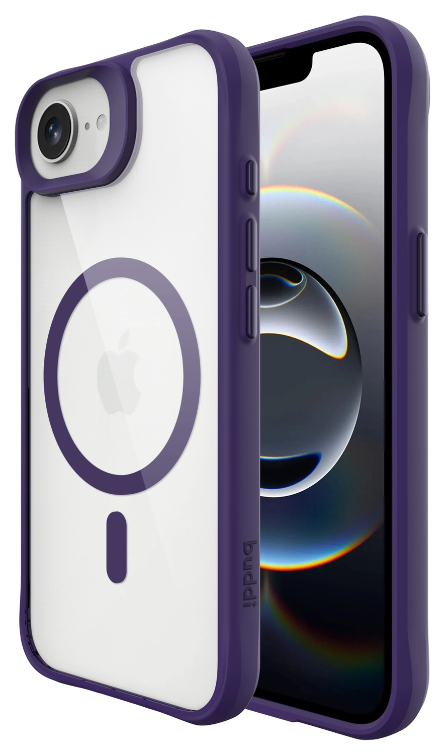 Buddi Hybrid Apple iPhone 17e / 16e Hoesje MagSafe Back Cover Transparant Paars afbeelding 1
