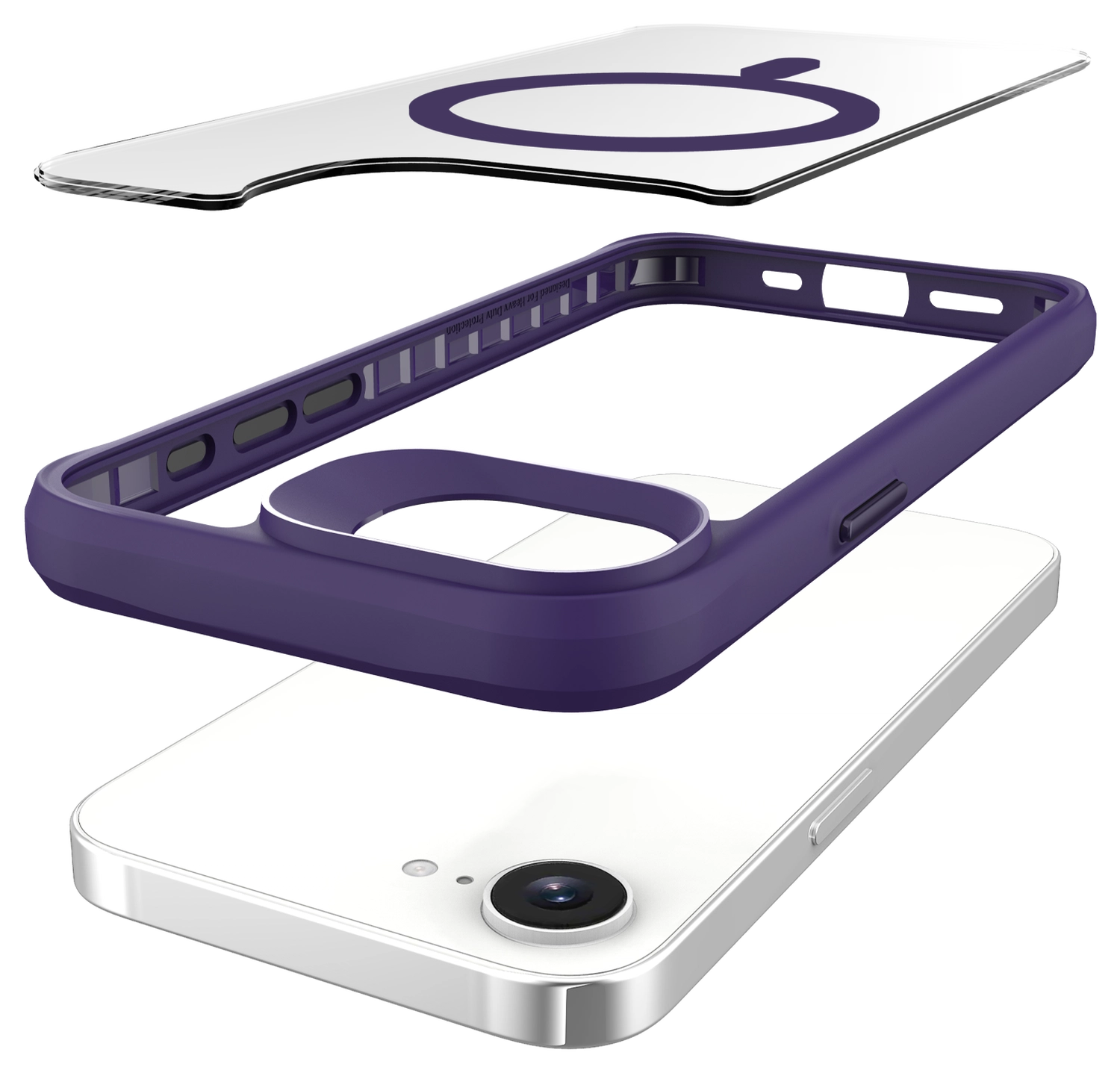 Buddi Hybrid Apple iPhone 17e / 16e Hoesje MagSafe Back Cover Transparant Paars afbeelding 11