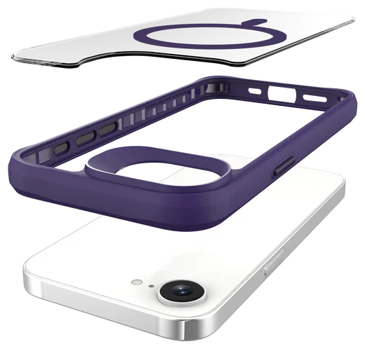 Buddi Hybrid Apple iPhone 17e / 16e Hoesje MagSafe Back Cover Transparant Paars afbeelding 11