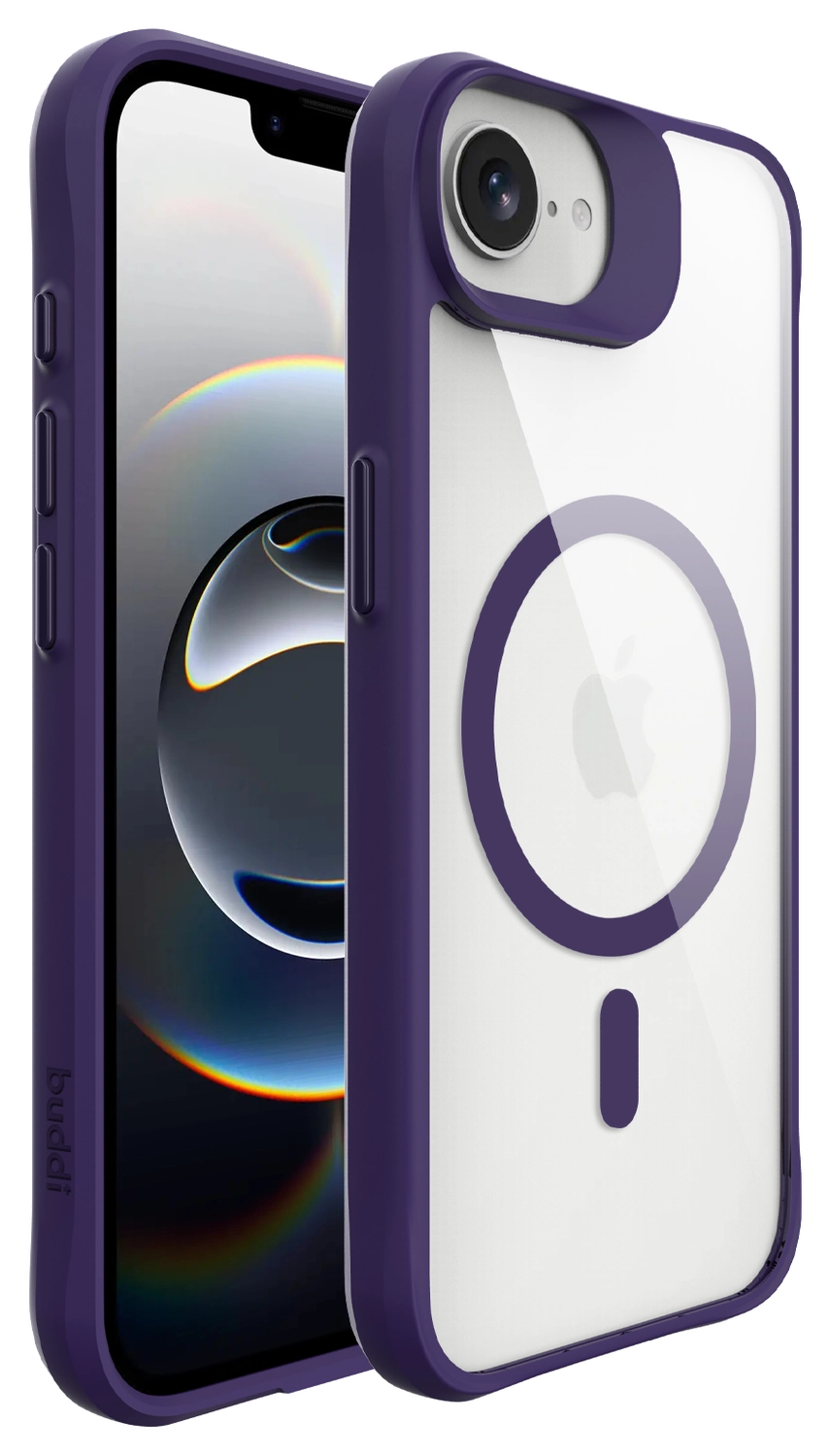 Buddi Hybrid Apple iPhone 17e / 16e Hoesje MagSafe Back Cover Transparant Paars afbeelding 9