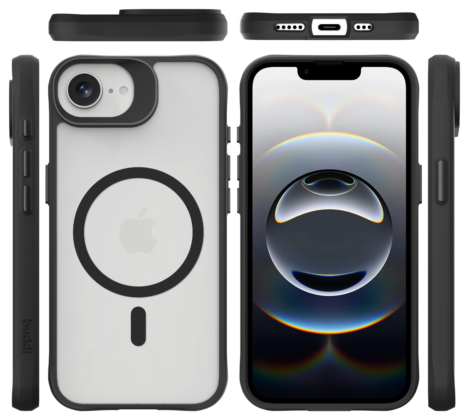 Buddi Hybrid Apple iPhone 17e / 16e Hoesje MagSafe Back Cover Matte Zwart afbeelding 10