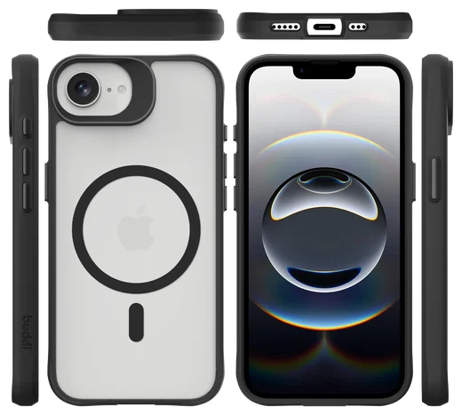 Buddi Hybrid Apple iPhone 17e / 16e Hoesje MagSafe Back Cover Matte Zwart afbeelding 10