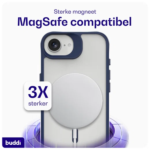 Buddi Hybrid Apple iPhone 17e / 16e Hoesje MagSafe Back Cover Matte Blauw afbeelding 4