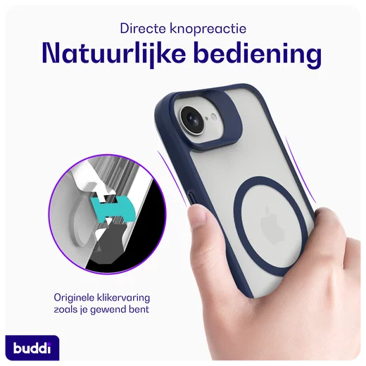 Buddi Hybrid Apple iPhone 17e / 16e Hoesje MagSafe Back Cover Matte Blauw afbeelding 5