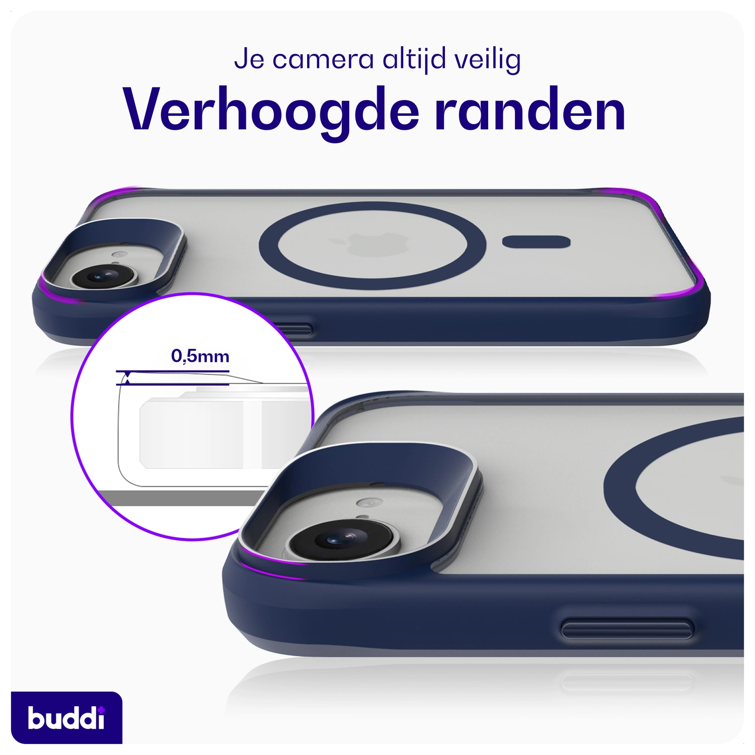 Buddi Hybrid Apple iPhone 17e / 16e Hoesje MagSafe Back Cover Matte Blauw afbeelding 6