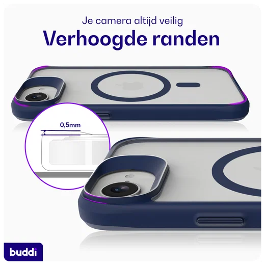 Buddi Hybrid Apple iPhone 17e / 16e Hoesje MagSafe Back Cover Matte Blauw afbeelding 6