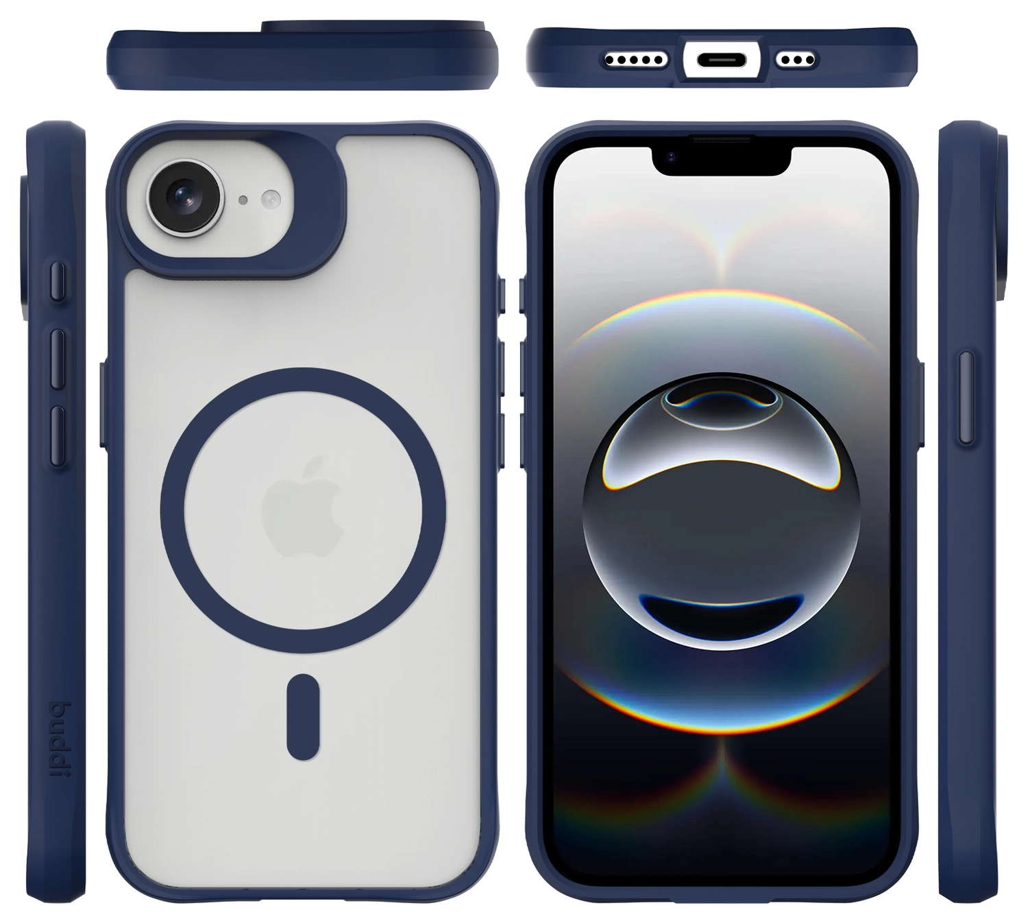 Buddi Hybrid Apple iPhone 17e / 16e Hoesje MagSafe Back Cover Matte Blauw afbeelding 10