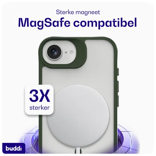 Buddi Hybrid Apple iPhone 17e / 16e Hoesje MagSafe Back Cover Matte Groen afbeelding 4