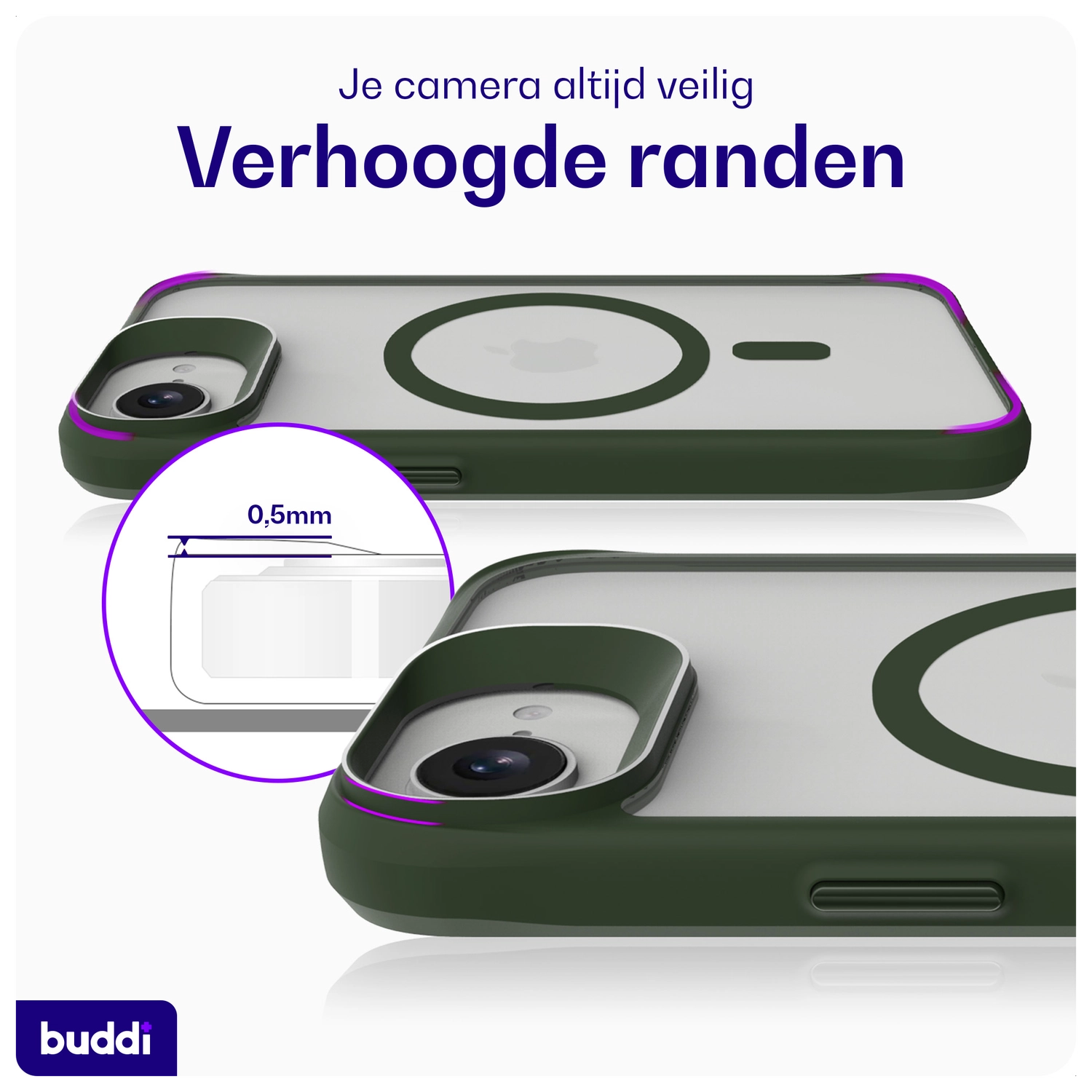 Buddi Hybrid Apple iPhone 17e / 16e Hoesje MagSafe Back Cover Matte Groen afbeelding 6