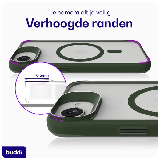 Buddi Hybrid Apple iPhone 17e / 16e Hoesje MagSafe Back Cover Matte Groen afbeelding 6