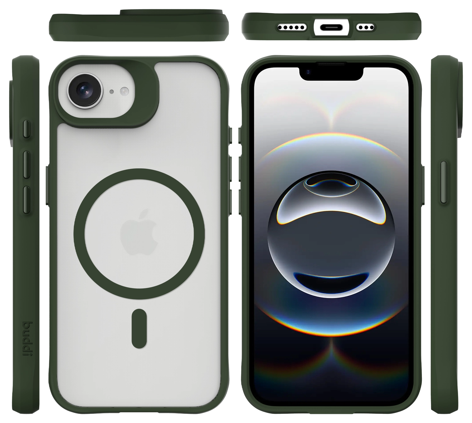 Buddi Hybrid Apple iPhone 17e / 16e Hoesje MagSafe Back Cover Matte Groen afbeelding 10