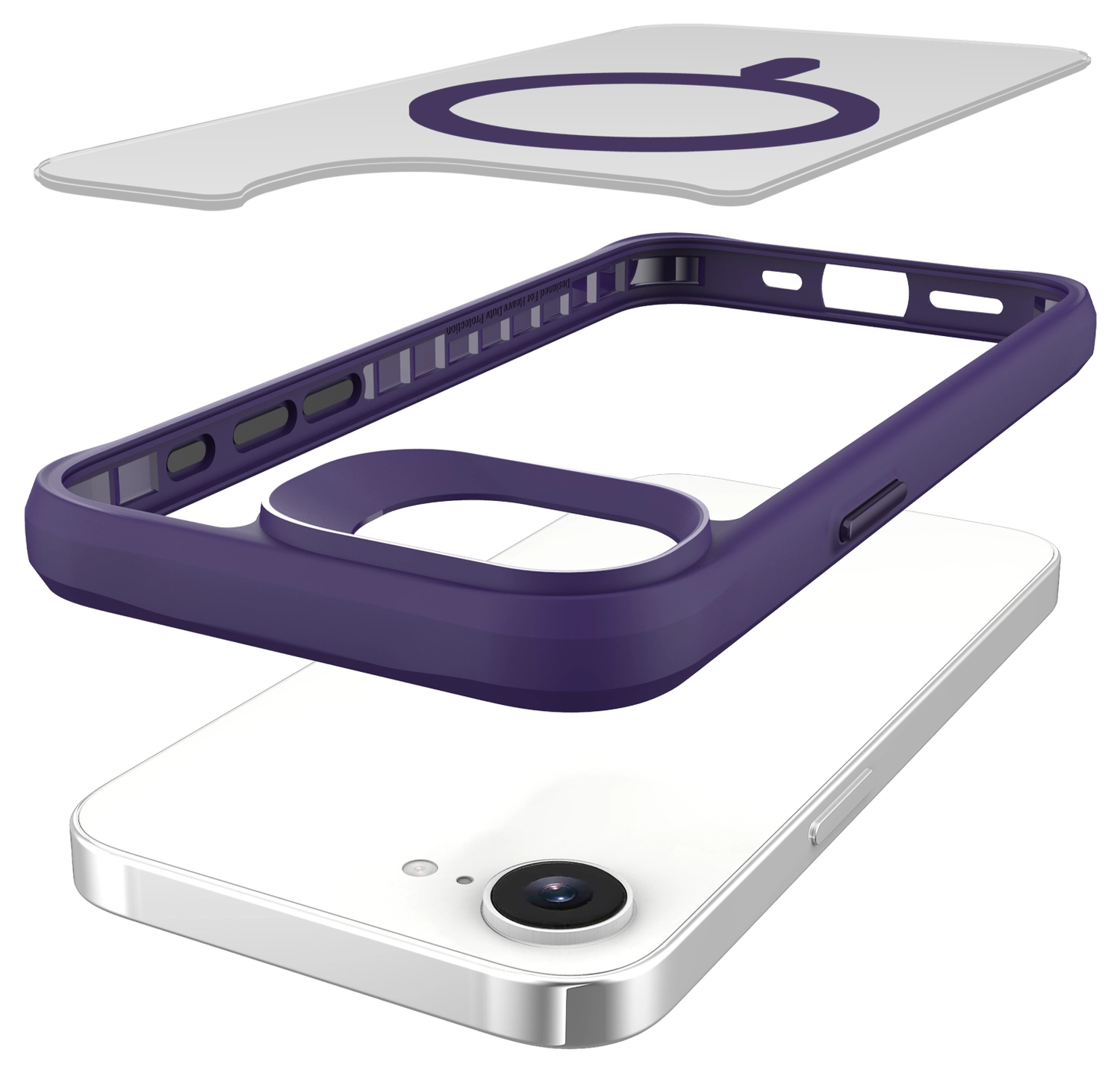 Buddi Hybrid Apple iPhone 17e / 16e Hoesje MagSafe Back Cover Matte Paars afbeelding 11