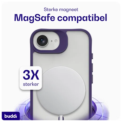 Buddi Hybrid Apple iPhone 17e / 16e Hoesje MagSafe Back Cover Matte Paars afbeelding 4