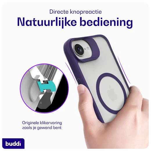 Buddi Hybrid Apple iPhone 17e / 16e Hoesje MagSafe Back Cover Matte Paars afbeelding 5