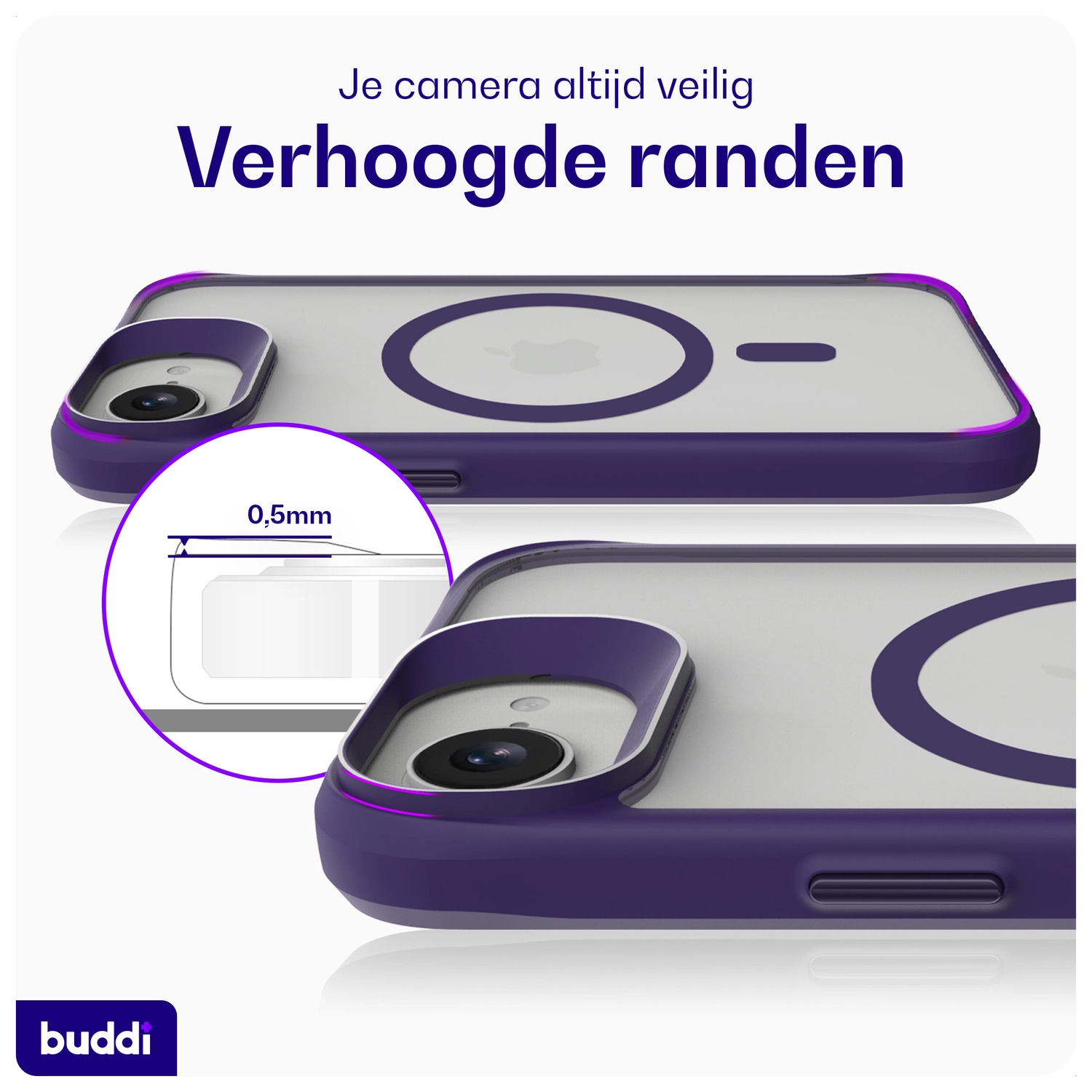 Buddi Hybrid Apple iPhone 17e / 16e Hoesje MagSafe Back Cover Matte Paars afbeelding 6