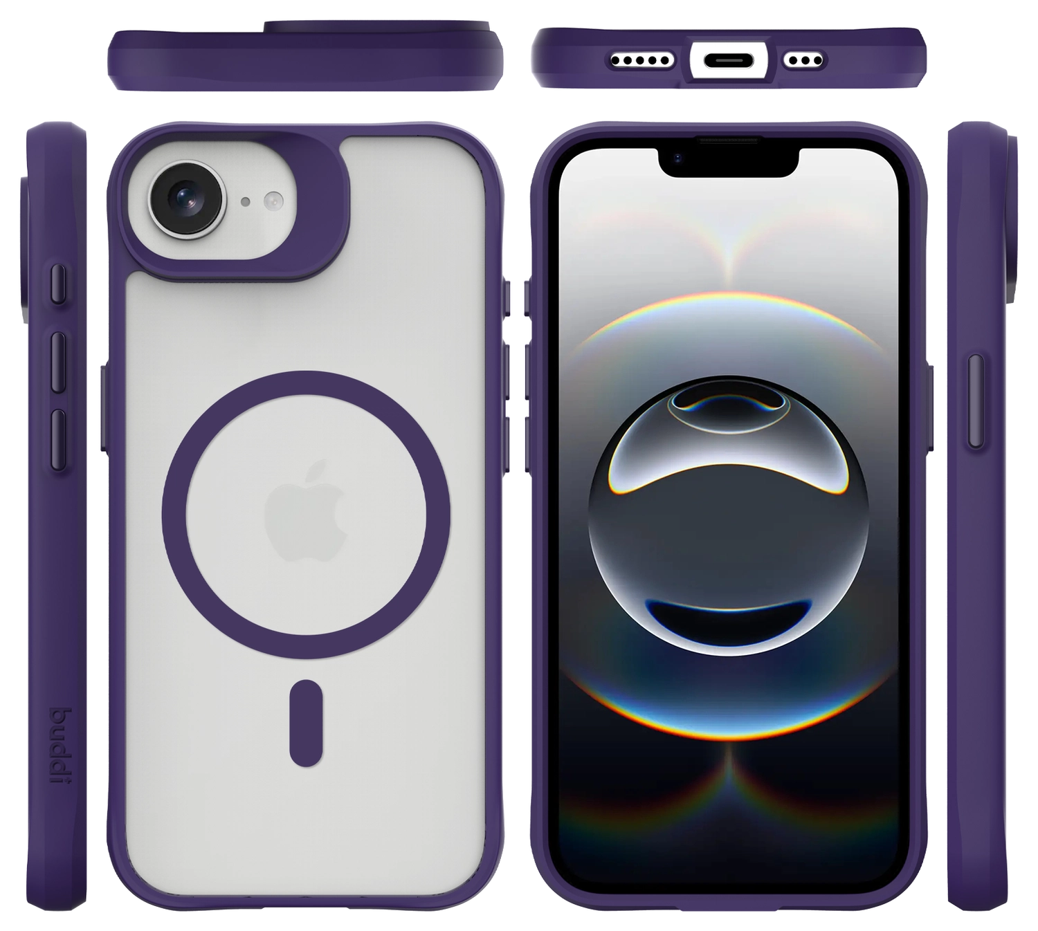 Buddi Hybrid Apple iPhone 17e / 16e Hoesje MagSafe Back Cover Matte Paars afbeelding 10