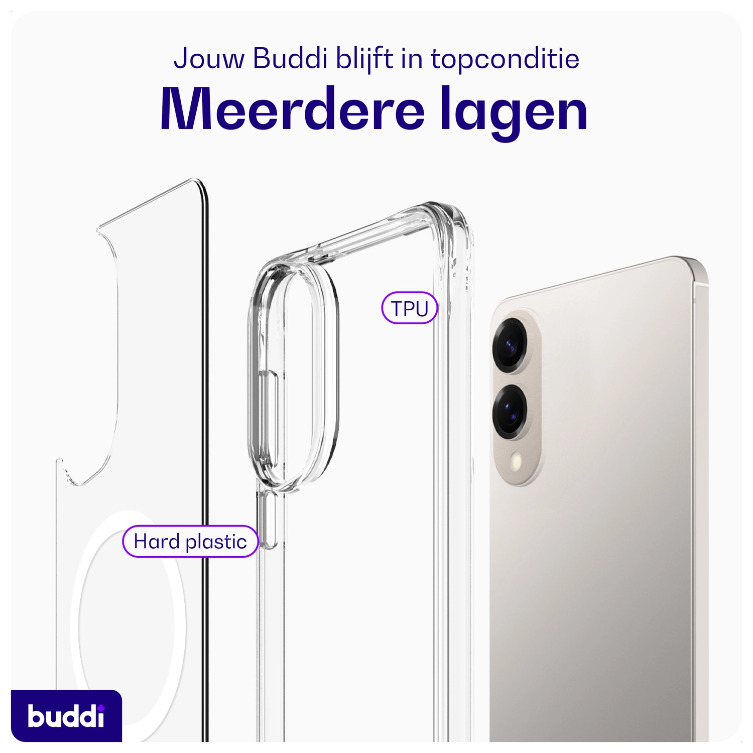 Buddi Core Samsung Galaxy S25 Edge Hoesje MagSafe Back Cover Transparant afbeelding 8