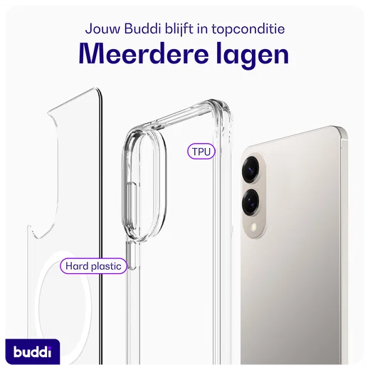Buddi Core Samsung Galaxy S25 Edge Hoesje MagSafe Back Cover Transparant afbeelding 8