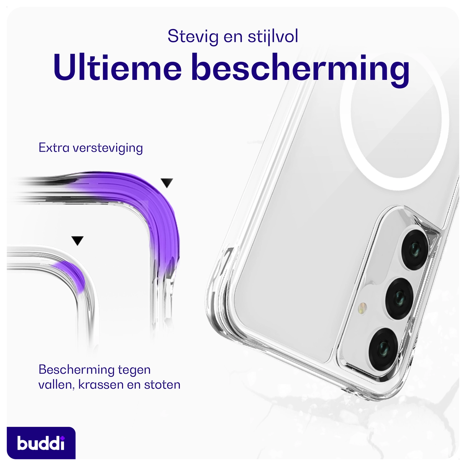 Buddi Core Samsung Galaxy A55 Hoesje MagSafe Back Cover Transparant afbeelding 2