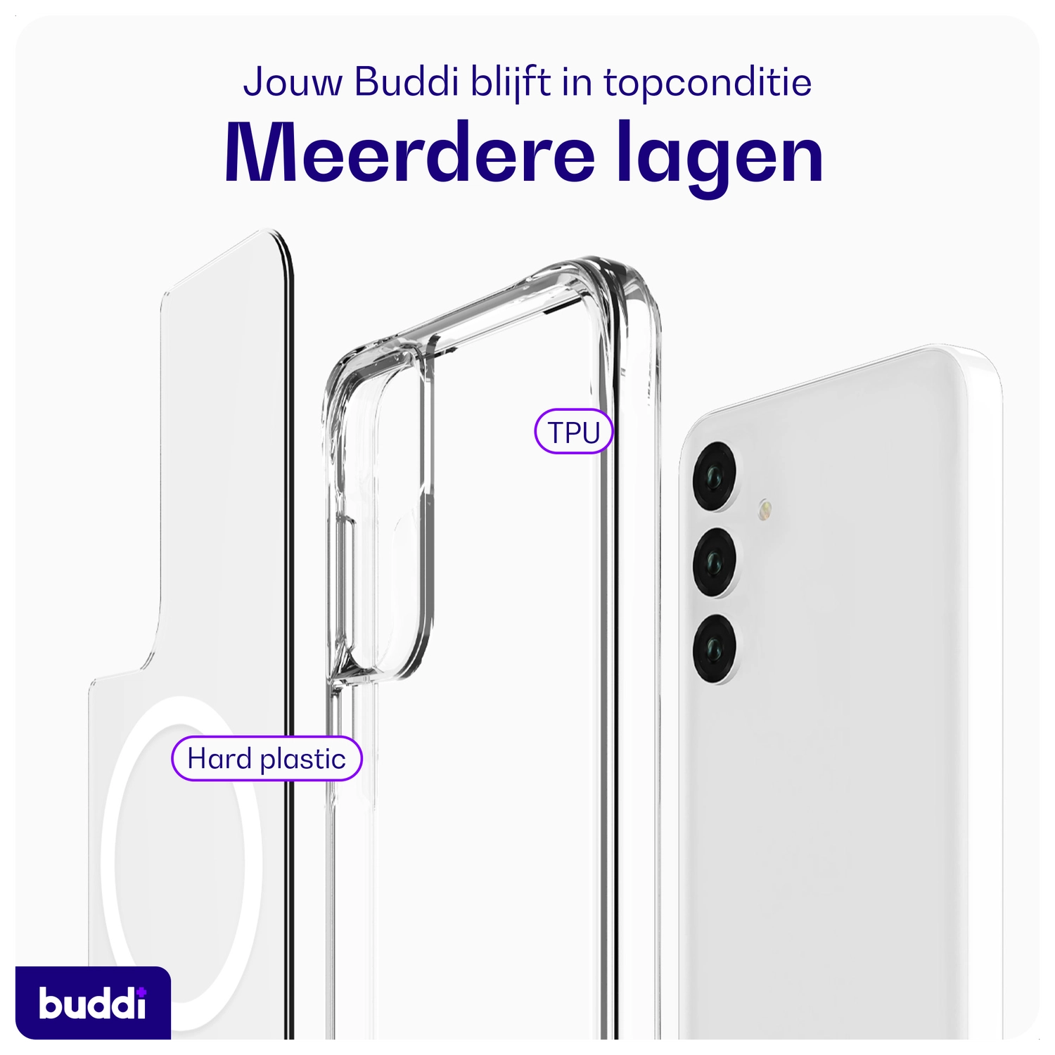 Buddi Core Samsung Galaxy A55 Hoesje MagSafe Back Cover Transparant afbeelding 7