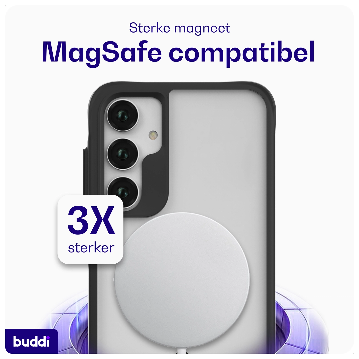 Buddi Hybrid Samsung Galaxy A55 Hoesje MagSafe Back Cover Matte Zwart afbeelding 3