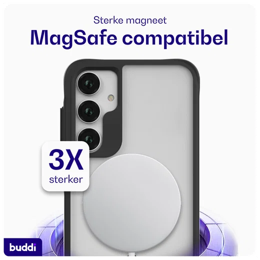 Buddi Hybrid Samsung Galaxy A55 Hoesje MagSafe Back Cover Matte Zwart afbeelding 3