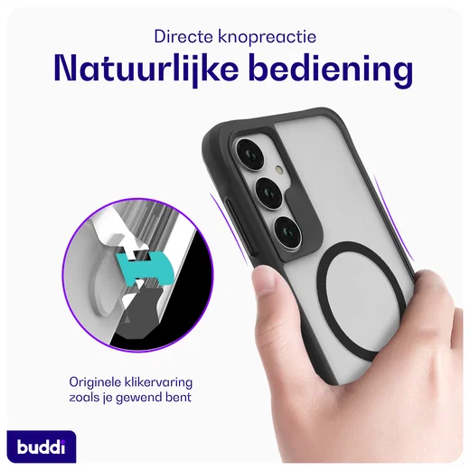 Buddi Hybrid Samsung Galaxy A55 Hoesje MagSafe Back Cover Matte Zwart afbeelding 4