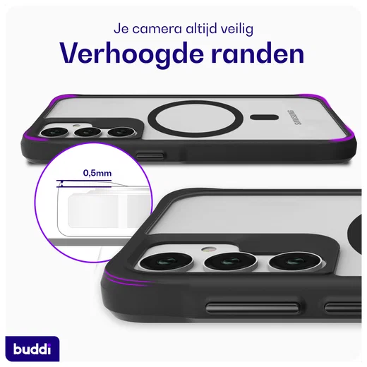 Buddi Hybrid Samsung Galaxy A55 Hoesje MagSafe Back Cover Matte Zwart afbeelding 5