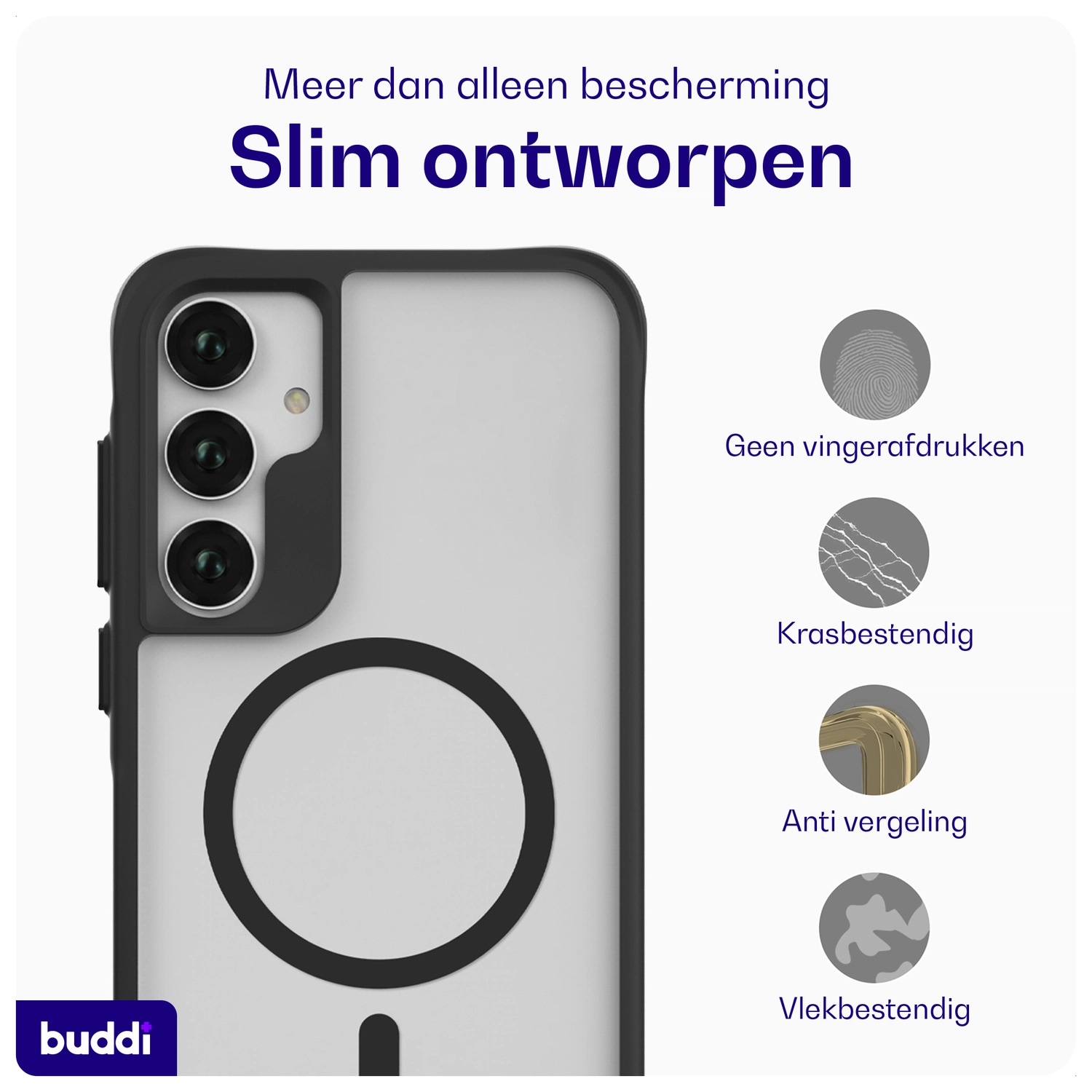Buddi Hybrid Samsung Galaxy A55 Hoesje MagSafe Back Cover Matte Zwart afbeelding 6