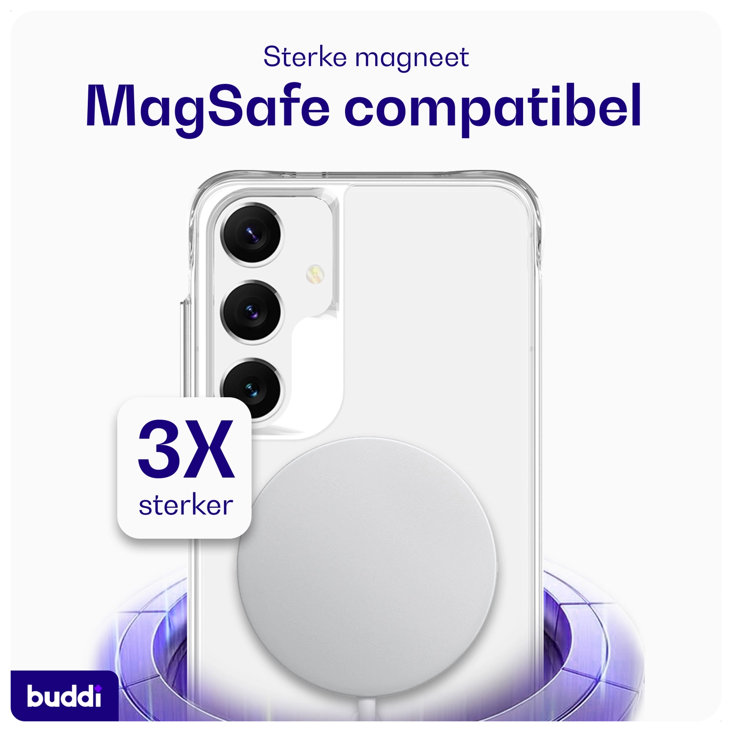 Buddi Core Samsung Galaxy S25 / S24 Hoesje MagSafe Back Cover Transparant afbeelding 3