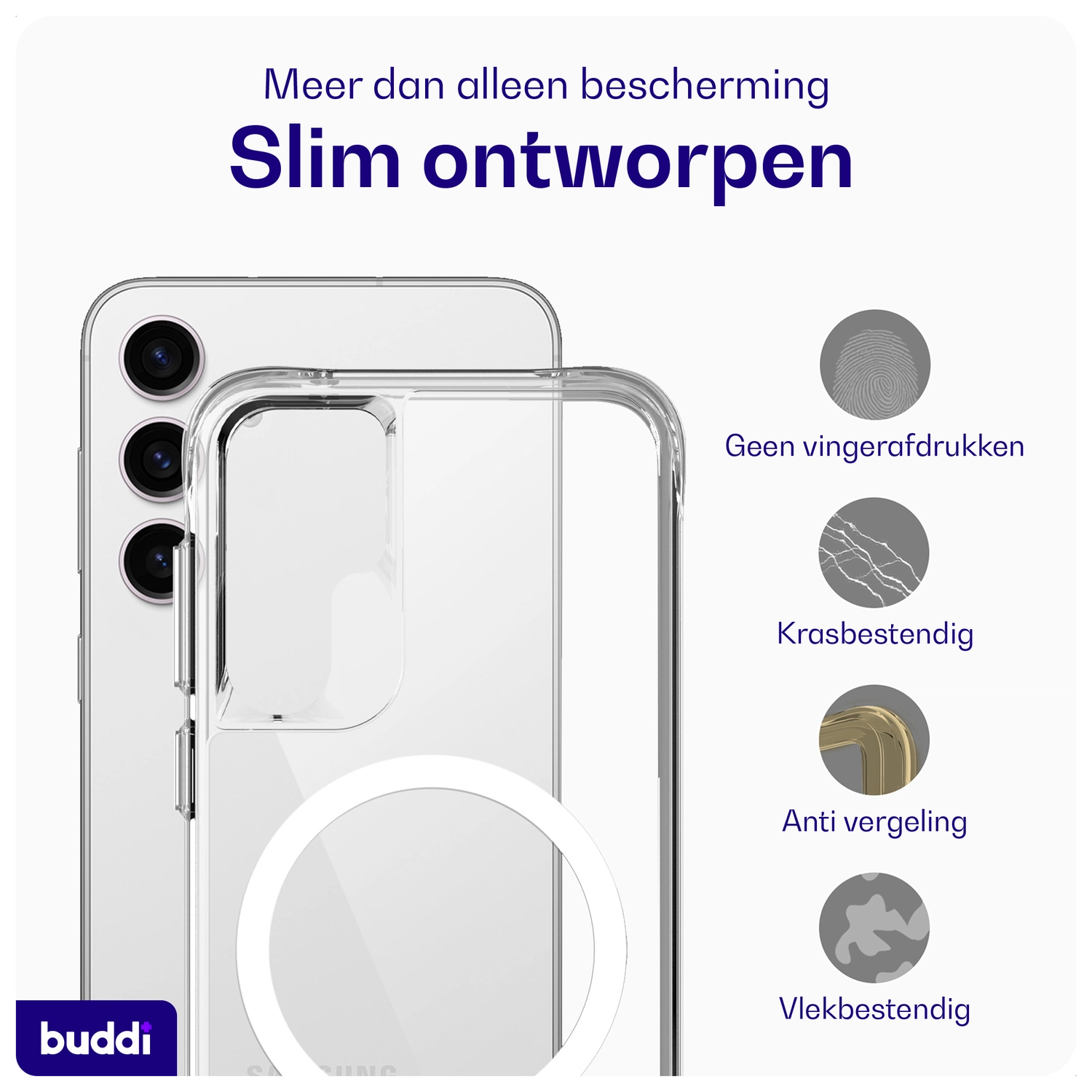 Buddi Core Samsung Galaxy S25 / S24 Hoesje MagSafe Back Cover Transparant afbeelding 4