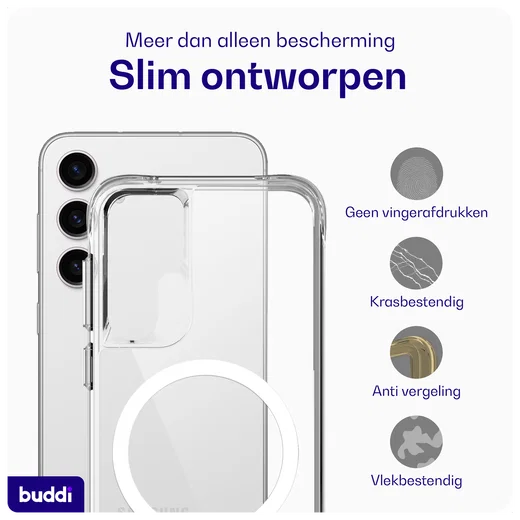 Buddi Core Samsung Galaxy S25 / S24 Hoesje MagSafe Back Cover Transparant afbeelding 4