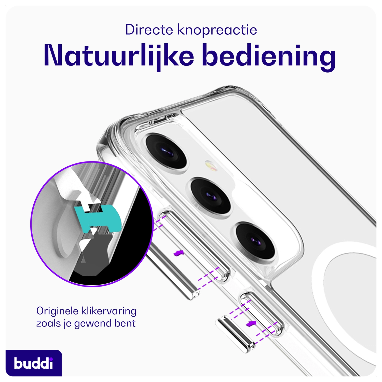 Buddi Core Samsung Galaxy S25 / S24 Hoesje MagSafe Back Cover Transparant afbeelding 5
