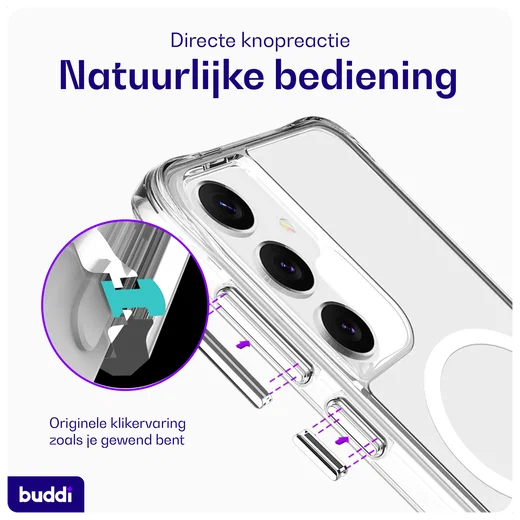Buddi Core Samsung Galaxy S25 / S24 Hoesje MagSafe Back Cover Transparant afbeelding 5