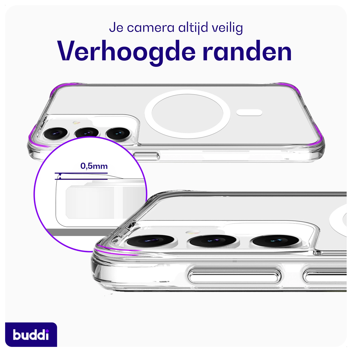 Buddi Core Samsung Galaxy S25 / S24 Hoesje MagSafe Back Cover Transparant afbeelding 6