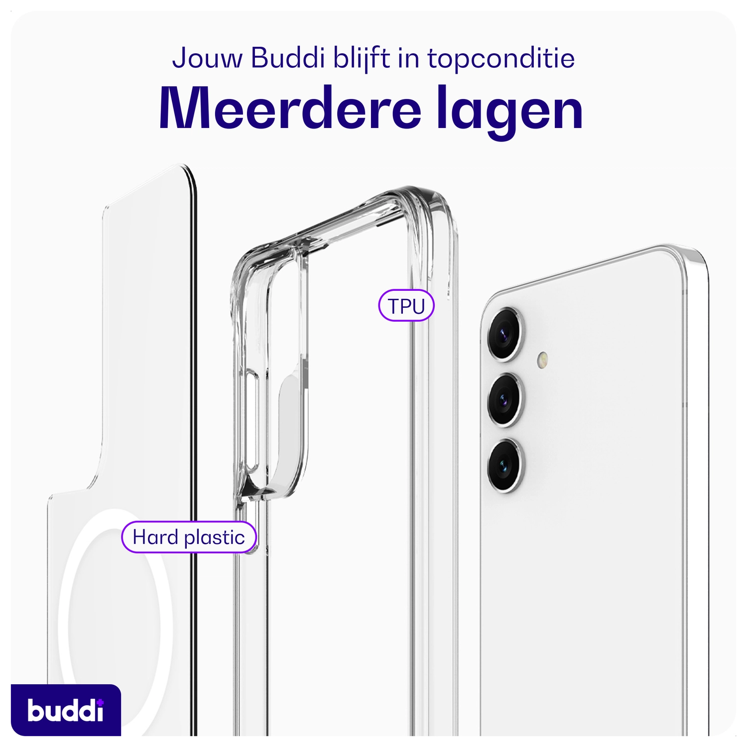 Buddi Core Samsung Galaxy S25 / S24 Hoesje MagSafe Back Cover Transparant afbeelding 7